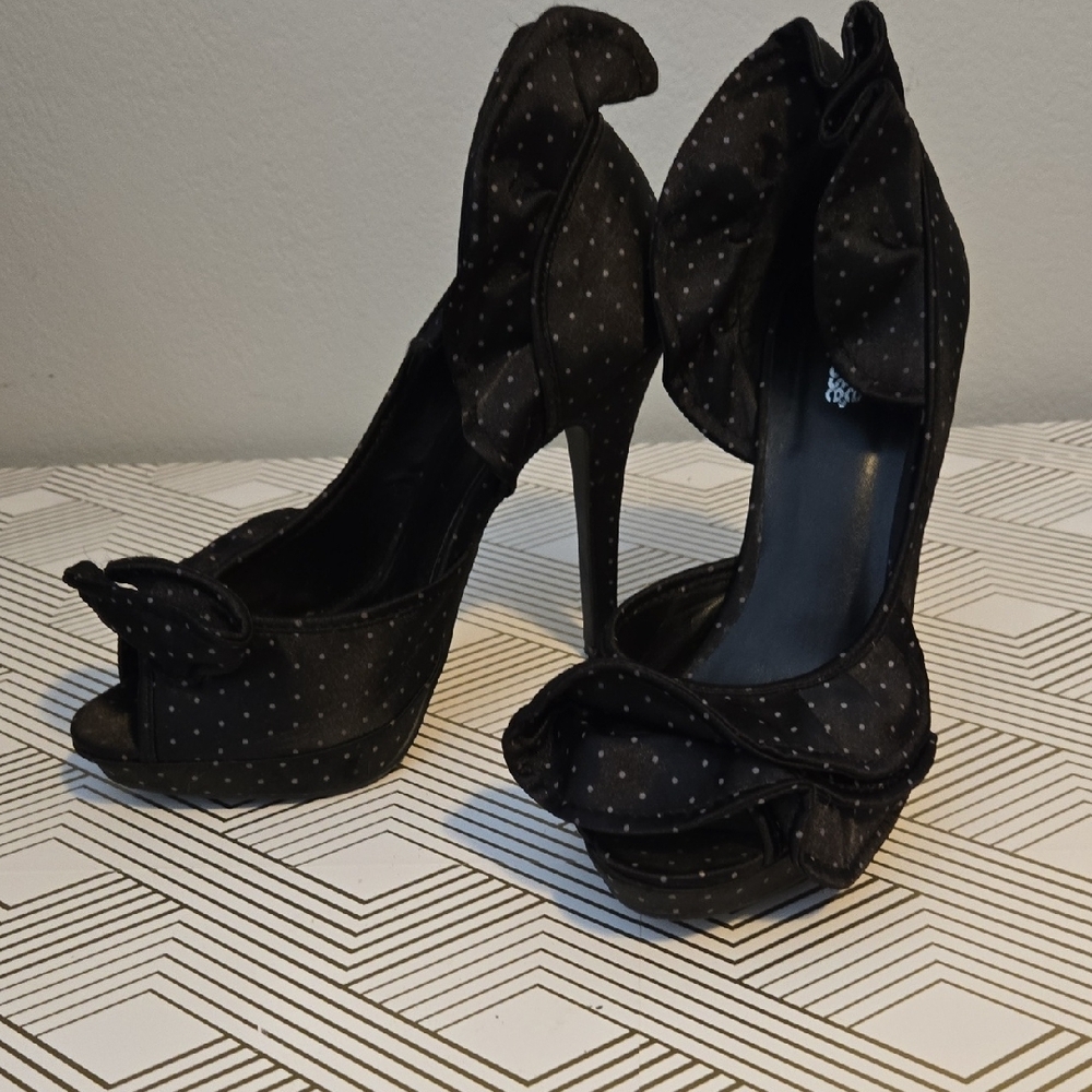 Charlotte Russe Black Stiletto Heels with Peep-Toe